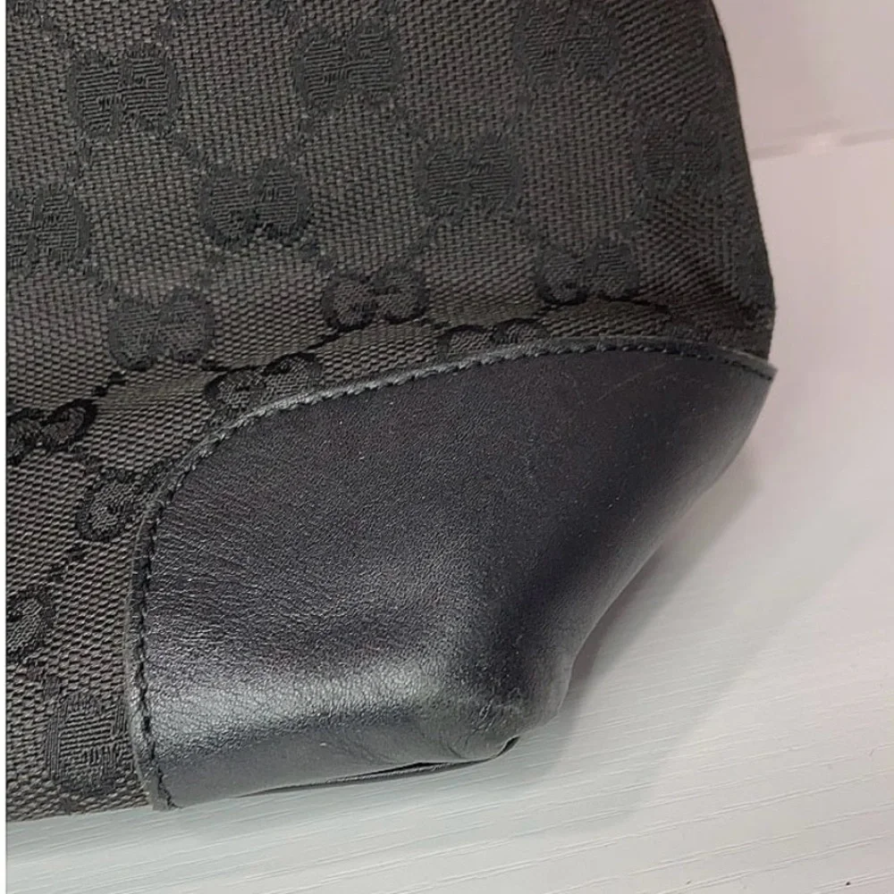 Gucci Vintage gg canvas with leather trim tote black EUC